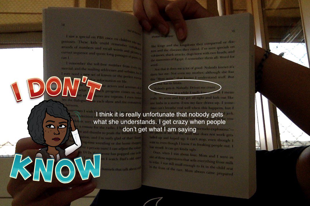 In the book 'out of my mind' nobody understands what Melody understands. @MsBull4 #booksnaps #KAStw