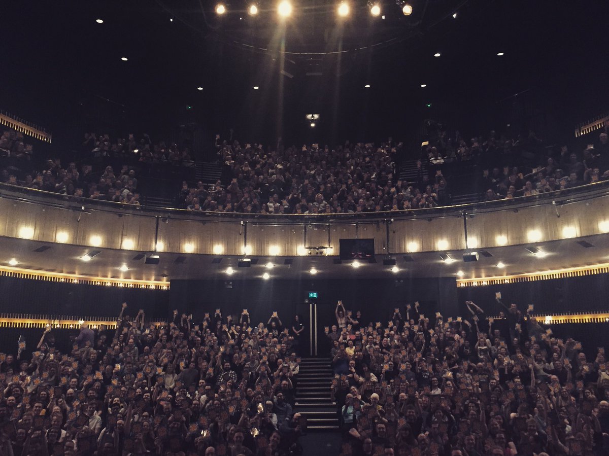 Schreiberland's tweet photo. A sea of dorks. Thanks to all the Nottinghamarians who came to the first show of our book tour last night. https://t.co/Y0ZrW4BJhz
