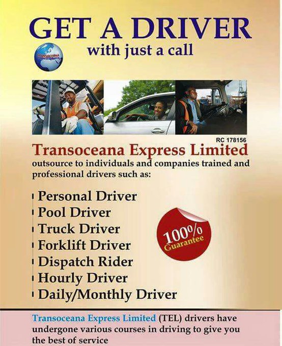 Trans_Oceana's tweet photo. DO YOU NEED A RELIABLE AND EXPERIENCE DRIVER AROUND #LEKKI #IKEJA #IKOYI #SURULERE #IKORODU #EGBEDA #OJOTA #BADAGRY #OJO #FESTAC #ISOLO OR #OGBA? CALL OR WHATSAPP US TODAY ON 08121594976 #GetADriver #TELOutsourcingService #WeFacilitateYourNeed https://t.co/S9zruepUG0