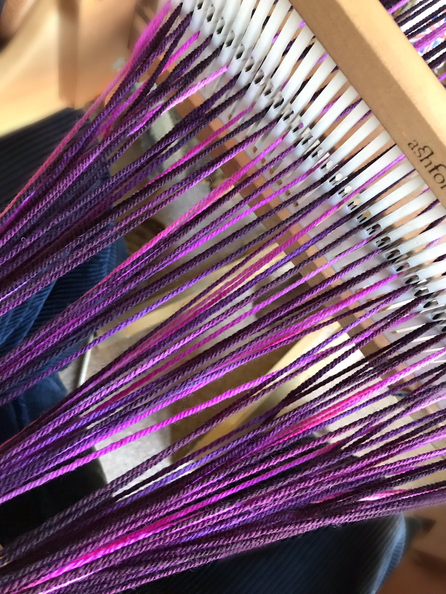 Justtextiles's tweet image. Hand-dyed #plum &amp;amp; #raspberrypink on the smallest hand-loom.