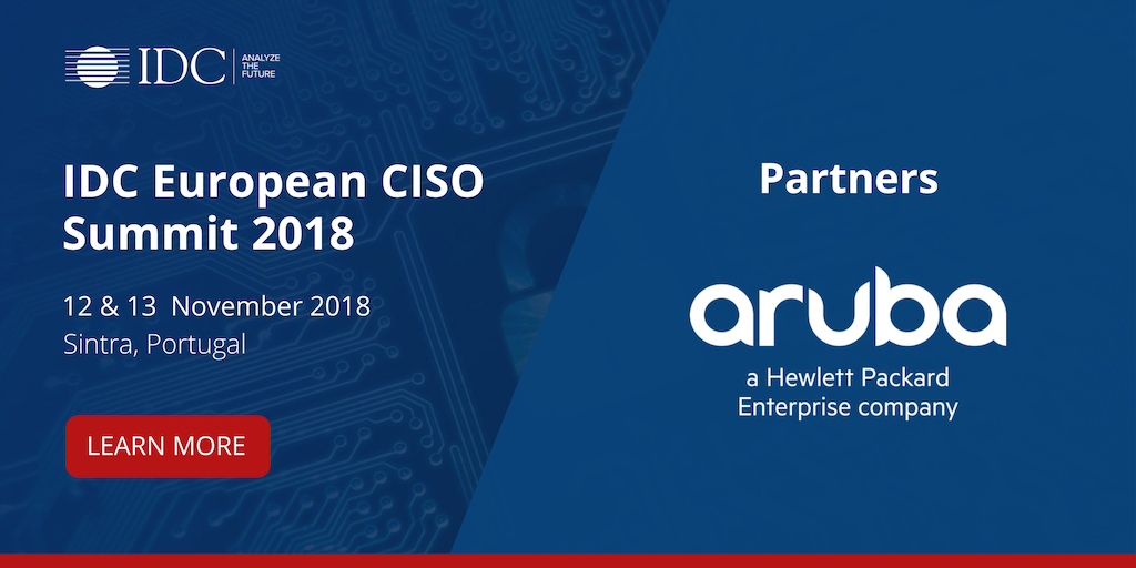 .<a href="/IDC/">IDC</a> is pleased to announce <a href="/ArubaNetworks/">arubanetworks</a> as our European CISO Summit 2018 Gold Partner #IDCCISO18: buff.ly/2Om45AQ #CISO @duncanwbrown <a href="/DominicTrott/">Dominic Trott</a> @martinwhitworth @rfouchereau <a href="/RychkovK/">Konstantin Rychkov</a>
