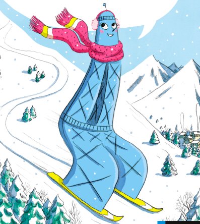 Une petite vague de froid annoncée ? Pas de souci, la tour Eiffel est prête à skier tout schuss ! Parution de la tour Eiffel qui slalome début janvier (éditions Nathan, illustration de Mélanie Roubineau)