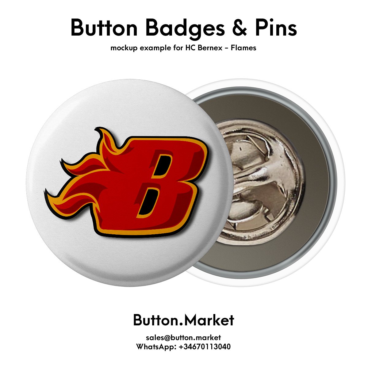 ButtonMarket's tweet image. Designs of button badges for 'HC Bernex - Flames', a Swiss ice hockey team.  🇨🇭
@SwissHockeyNews
@shblogs
@SwissHockeyEis
#buttons #badges #pins #buttonbadges
button.market