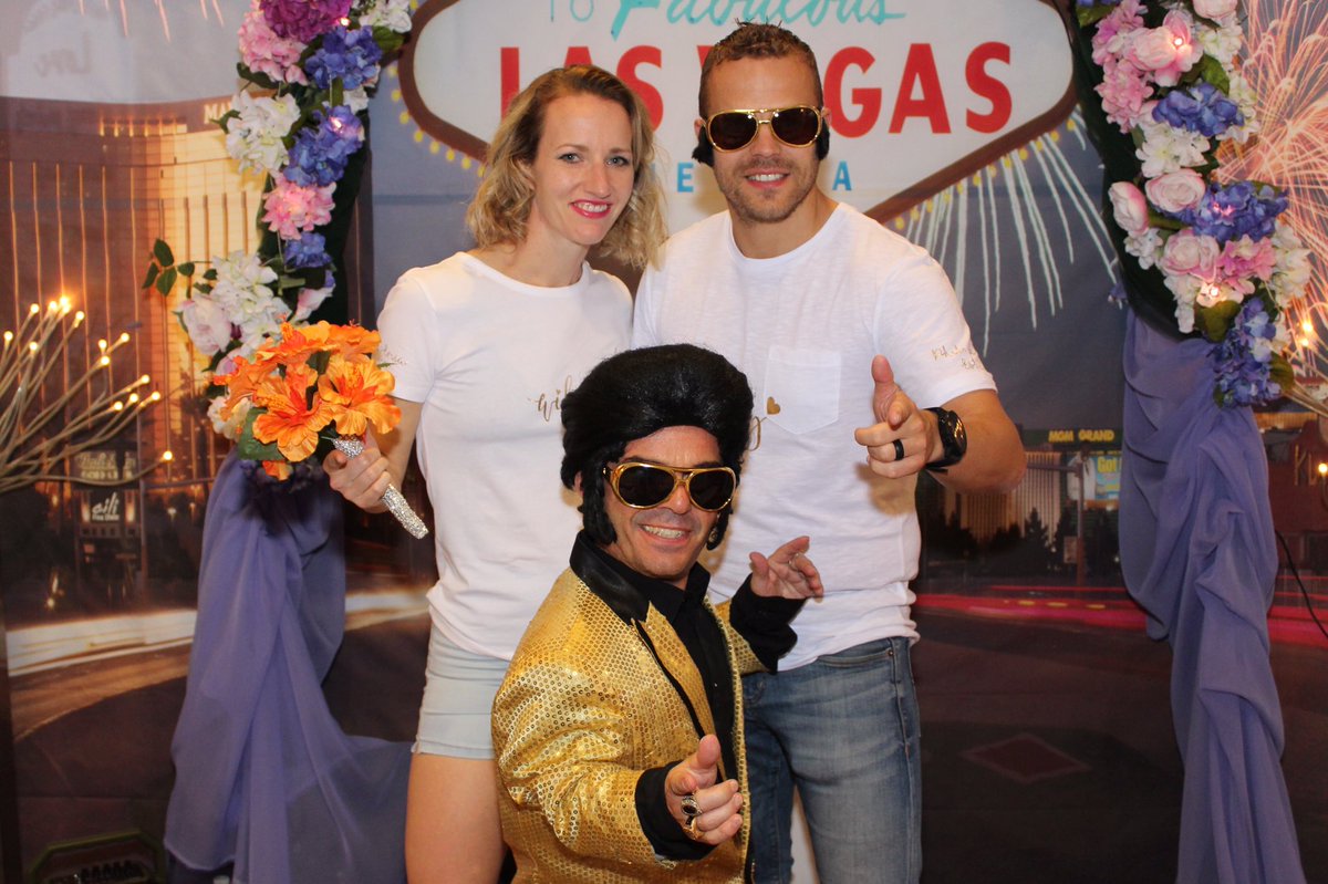 philw80's tweet photo. So, I guess it would have been rude not to renew our vows when we went to Vegas #mrsandmrs #minielvis #brideandgroom https://t.co/zbL15vY97D