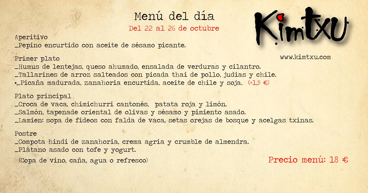 ¿Qué te pedirías tú de nuestro menú del día?  🤔 #Kimtxu