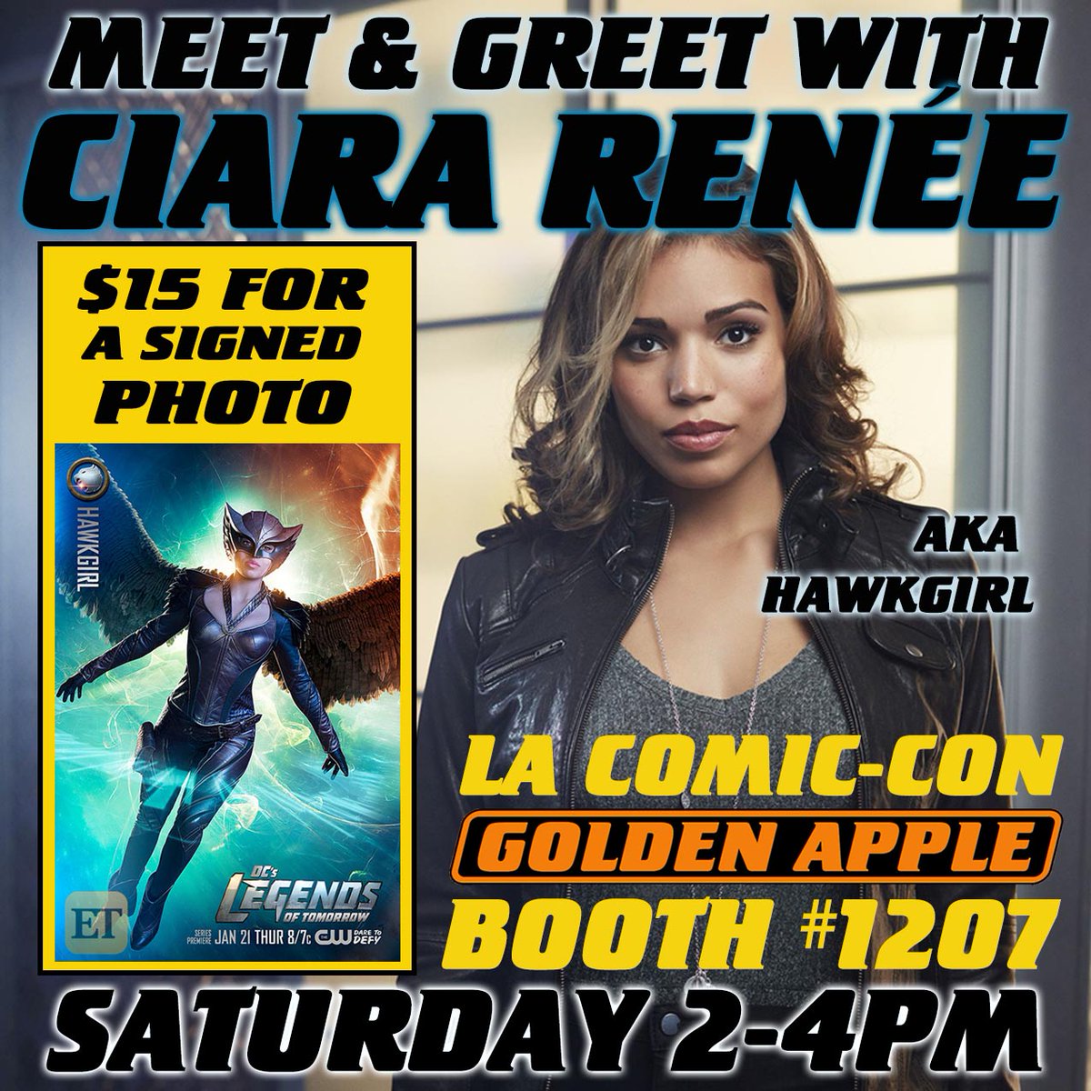 ReddyFilm's tweet photo. THIS JUST IN!! I'mma be at #LAComicCon THIS SATURDAY 10/27 from 2-4pm to sign RIDICULOUSLY DISCOUNTED #HAWKGIRL PHOTOS!!! All you have to do is pledge $15 to our #SeedAndSpark Campaign for #ReddyRecords and I will sign! Selfies available as well! #LegendsOfTomorrow #HawkIsBack https://t.co/YqXzwnZX2A