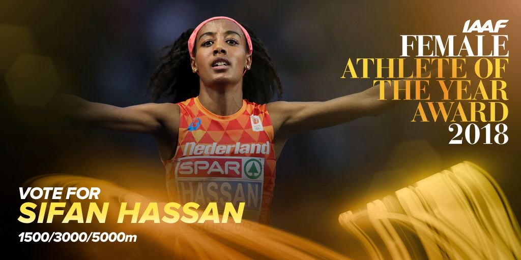 WorldAthletics's tweet image. 🚨ALERT🚨 

#AthleticsAwards announcement🤩

@SifanHassan is one of 10 nominees for Female World Athlete of the Year 2018✅

Retweet this post to vote her👇