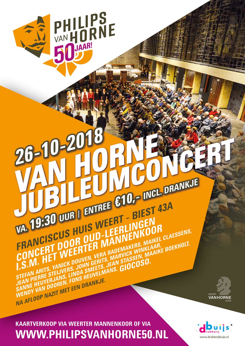 A.s.vrijdag is het zover! #jubileumconcert #vanhorne  koop nu snel je kaartje want dit wil je niet missen franciscushuisweert.nl/evenement/jubi…