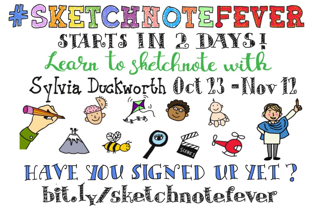 BMcClelland24's tweet photo. Who wants to #sketchnote with me?! @sylviaduckworth is the queen 👑!  
3-minute video lessons each day for FREE! 
#SKETCHNOTEFEVER ✏️🖍️ https://t.co/W7zPxqUutX