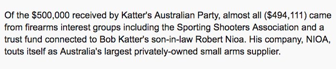 Info_Aus's tweet photo. @AnodyneParadigm @AnthonyCole68 @MikeCarlton01 Thank you- I was just thinking there had to be some serious money behind Katter for him to be pimping gun ownership the way he is https://t.co/QZkzPteIsl #4Corners https://t.co/BtaJOr3WtG