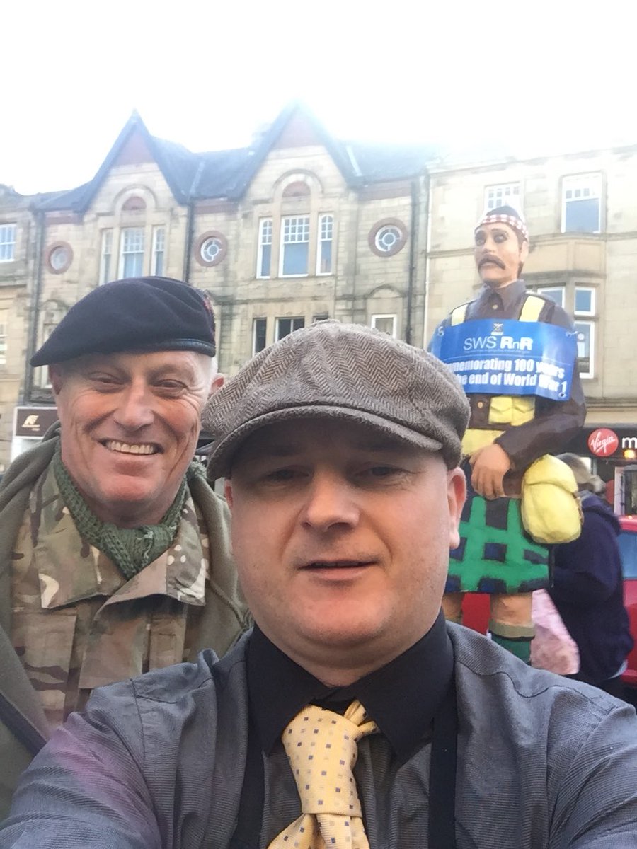 Had the opportunity of meeting this amazing guy doing an incredible walk from Scotland to London to raise money for First World War vets , the very best of luck sir !!