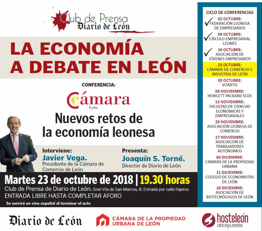 CPULeon's tweet photo. El Club de Prensa del @diariodeleon continúa mañana con el ciclo de conferencias sobre el futuro del modelo productivo leonés, a las 19:30 horas, con el presidente de la @ccomercioleon que hablará sobre "Nuevos retos de la Economía Leonesa". 
Gran Via de San Marcos, 8 #leonesp https://t.co/qeMJkewByU