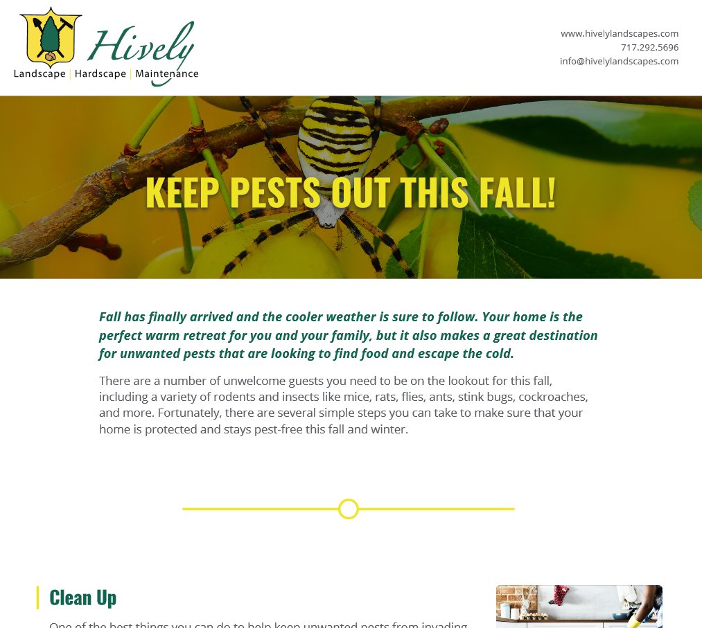H_Landscapes's tweet photo. Your #home is the perfect warm retreat for you &amp; your family, but it also makes a great destination for unwanted pests that are looking to find food and escape the cold. What can you do to keep unwanted #pests out this #fall? Here's a few helpful ideas... https://t.co/64Yu0ZhapY https://t.co/B0g1827GgJ