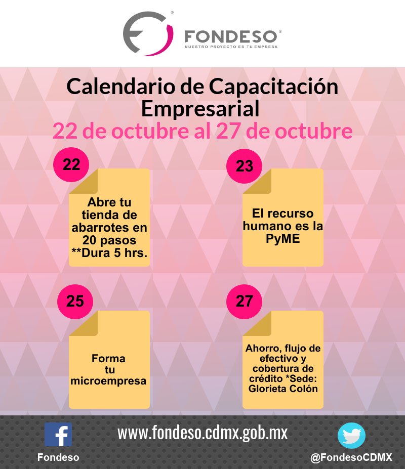 FondesoCDMX's tweet photo. Les recordamos los cursos que tenemos esta semana.

Para mayores informes, consulta la siguiente información:

https://t.co/JjskWRZXny https://t.co/3jVQ6poldy