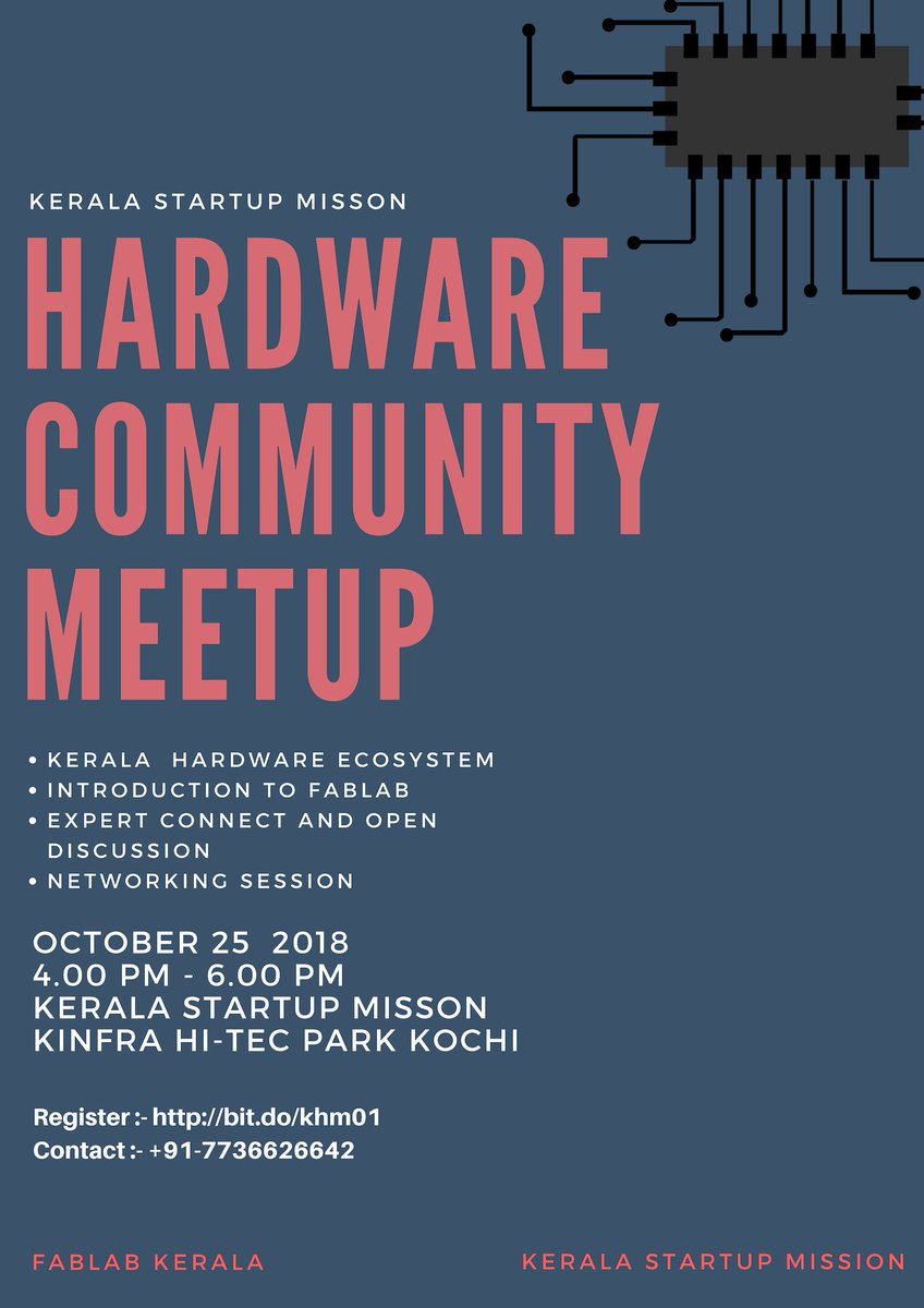 0xsalfar's tweet image. Hardware Community Kerala Meetup
@startup_mission @fabacademany
@seeedstudio Registration Link :- bit.do/khm01
Time :- 4.00 PM - 6.00 PM