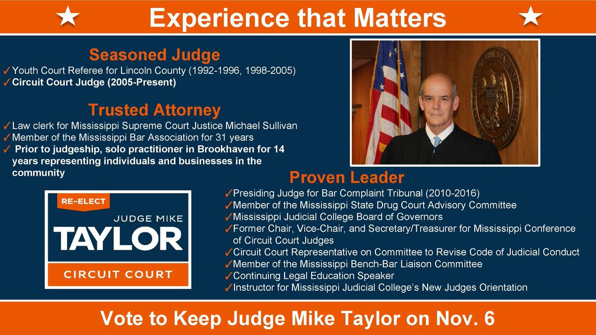 JudgeMikeTaylor's tweet photo. Lincoln, Pike and Walthall Counties - don't forget to vote November 6! https://t.co/cwm4zsMcOq