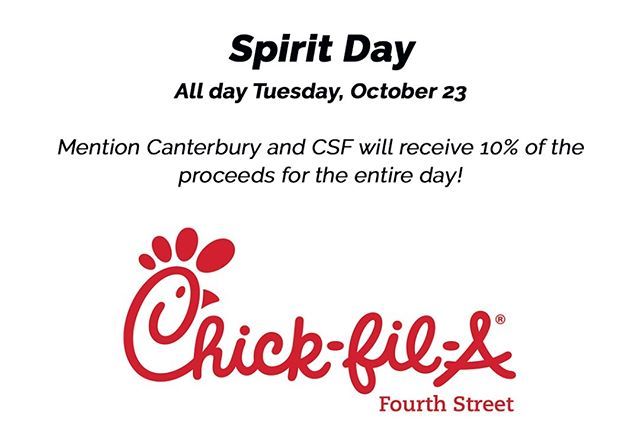 CanterburyFL's tweet photo. Tomorrow you can support Canterbury and this year's Knight Day by eating at Chick-fil-A Fourth Street North! Go, Crusaders! #csf50 #spiritday #chickfila #knightday https://t.co/n6kjVt1RRB