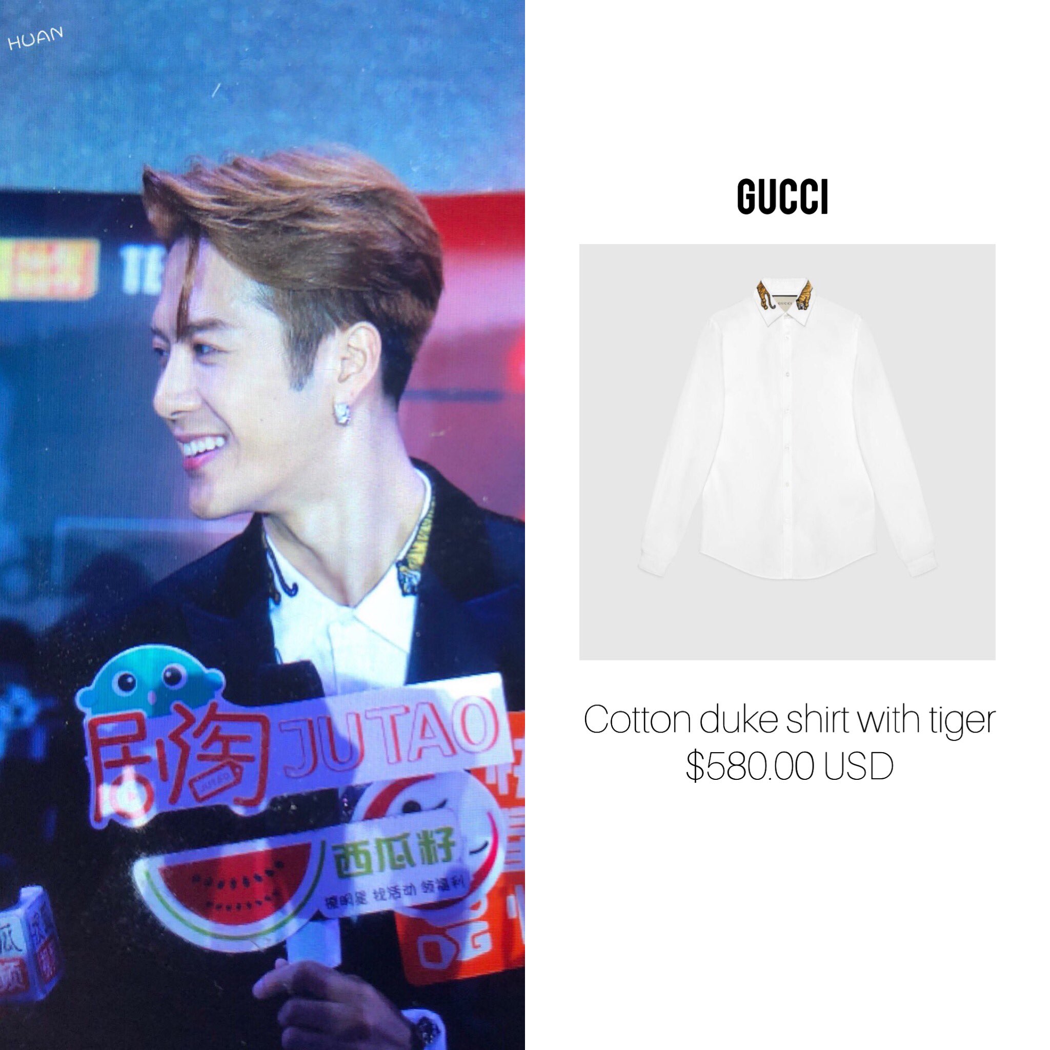 gucci COTTON DUKE SHIRT WITH TIGER