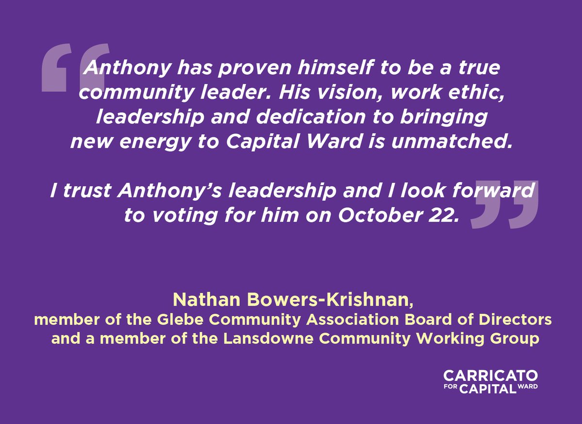 TonyCarricato's tweet photo. Thank you @NathanB_K! It's #time4tony in #CapitalWard! Polls are open until 8 p.m. today! 🤝💜🏘️🗳️#ottvote https://t.co/5jYvTqXcEm