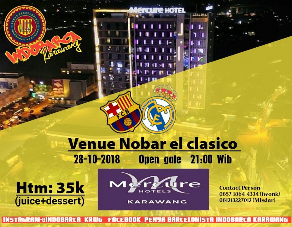 Ga kuy belarti jomblo hayoh, pilih jomblo pilih nonton? Wkwk, langsung serbu cp kita les tiket ready dan cp yang siap siaga 24 jam melayani anda 😁
. 
#indobarcakarawang 
#indobarca 
#ElClasico