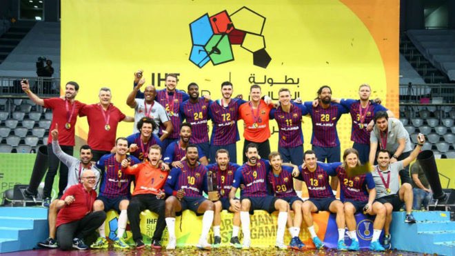 Amb_AlKuwari's tweet photo. Estoy muy contento de la victoria en la final de la #SuperGlobe en #Qatar , del #FCBarcelonaLassa frente al #FuchseBerlín. https://t.co/PZuCgKJO03