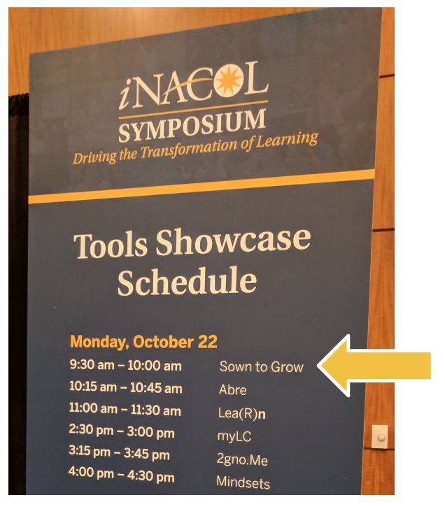rupa_c_g's tweet photo. Honored to have been invited to present in the #iNACOL18 Innovation Corner! Come check out how student-led goal setting and reflection can be a game changer in #BLPL classrooms. 9:30a TODAY, right after the keynote :) @nacol @sowntogrow #edtechchat #learnlap https://t.co/8ar1WIx8lE