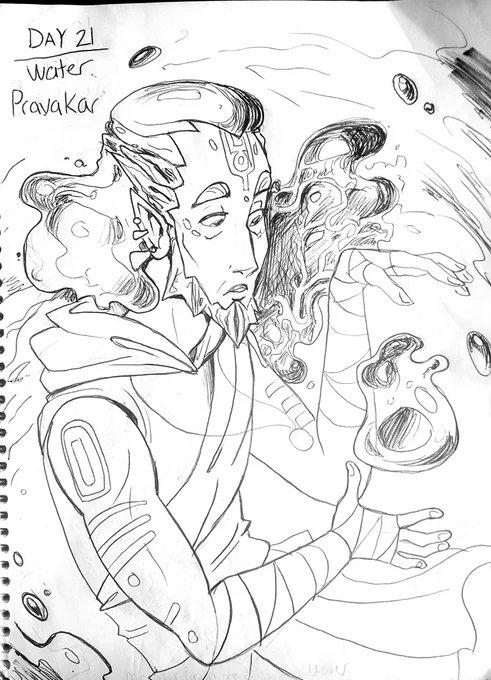 #Inktober2018 Day 22. Water ( genasi) Pravakar. 