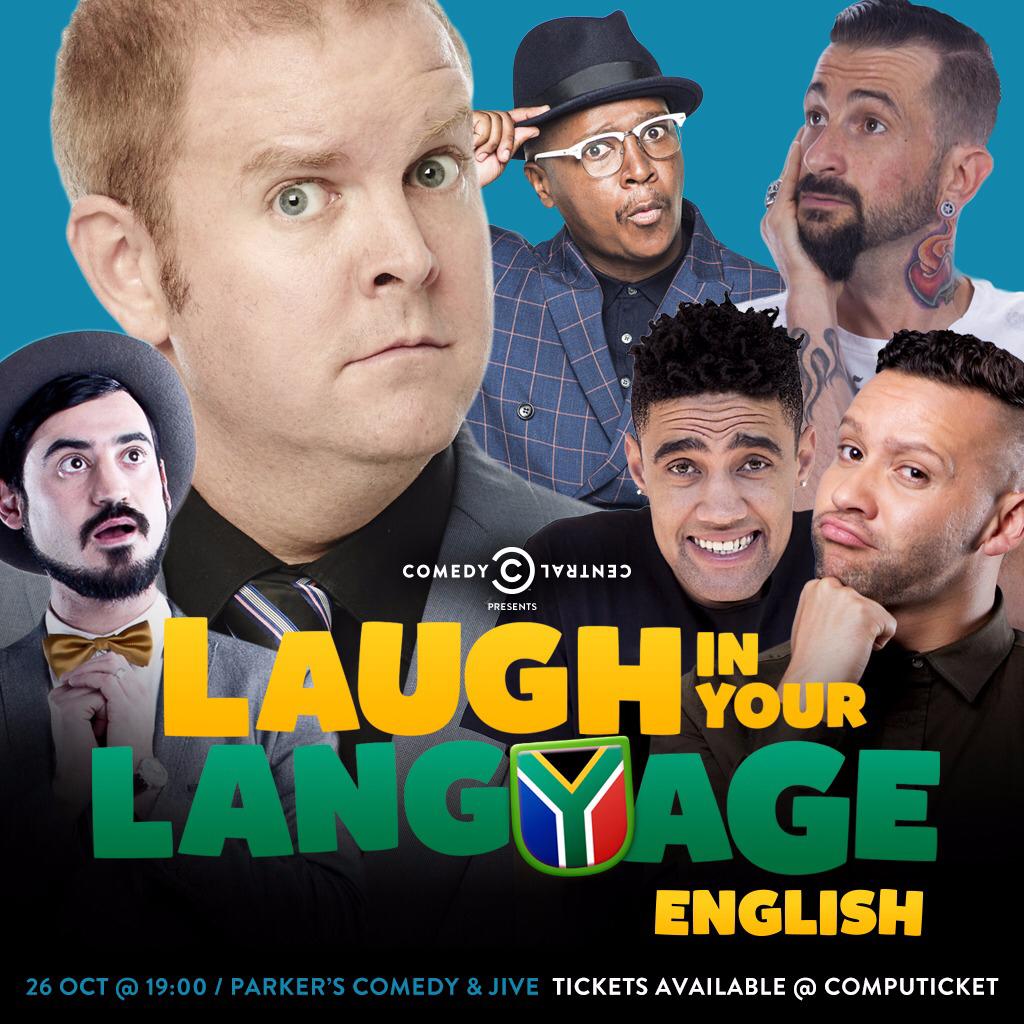 PGComicsSA's tweet photo. Get your tickets to see @ComedyCentralAF presents Laugh in your Language featuring our very own @Lihle_Msimang on 24 October, @Maaskaas on 25 October and @ChrisForrestSA on 26 October. Tickets available from @Computicket #pgcomics https://t.co/tGqj6q4n7i