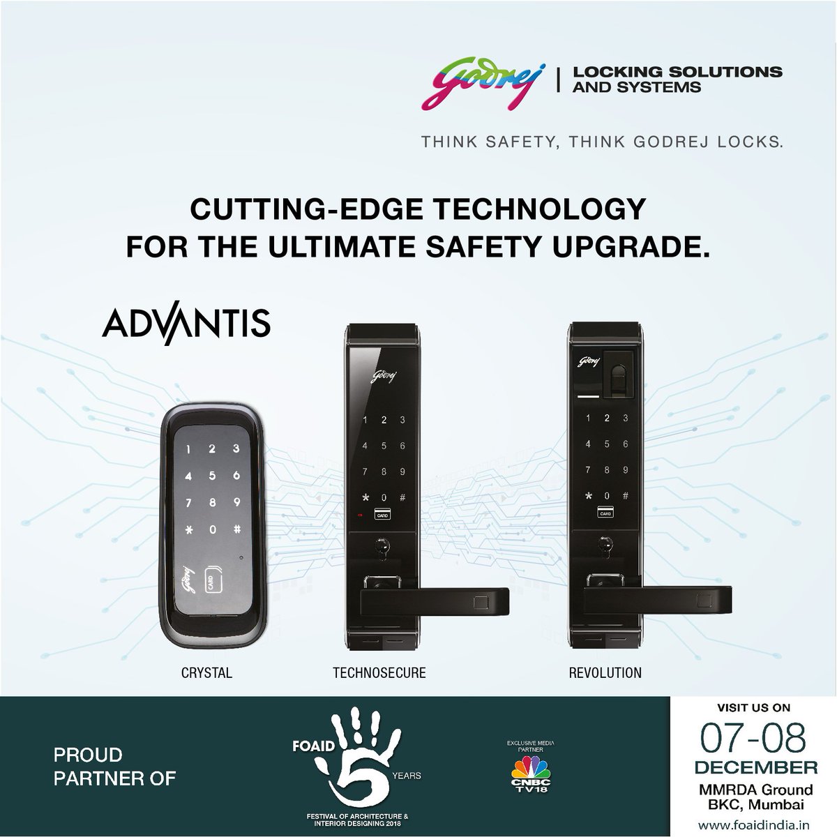 Cutting – Edge Technology for the ultimate safety upgrade.
@GodrejLocksS 

#GodrejLocks #LockingSolutions #Advantis #Architecture #Architect #InteriorDesign #Technolog #Safety #Decor #Buildings #FOAID2018 #FOAID #Creative #Exhibition #Conference #India #Mumbai #Seminar