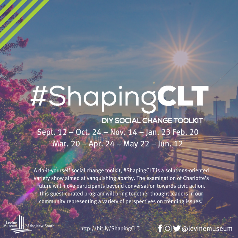 LevineMuseum's tweet photo. Have you heard about our new monthly series #ShapingCLT? Hosted by Davita Galloway of @duppANDswat with local community leaders participants,  #ShapingCLT is a solutions-oriented variety show aimed at vanquishing apathy. Tickets are only $10. Learn more: https://t.co/e4opx9du7f https://t.co/tPRkxDHukt