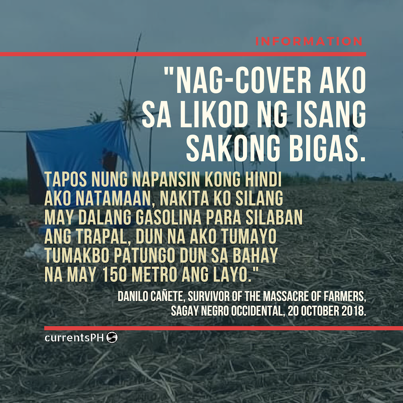 currentsph's tweet photo. Let us say, for the sake of argument, that the farmers had no right to that land: WHY KILL THEM? Why not allow for gov’t and the law to decide on whether or not they can takeover land under Notice of Coverage by the Dep’t of Agrarian Reform? #JusticeForSagay9 #StopKillingFarmers https://t.co/q1ysS0tuNY