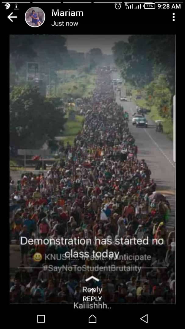 James23Sam's tweet photo. KNUST Students on fierce demonstration after boycotting lectures https://t.co/0aMaxM4DDu