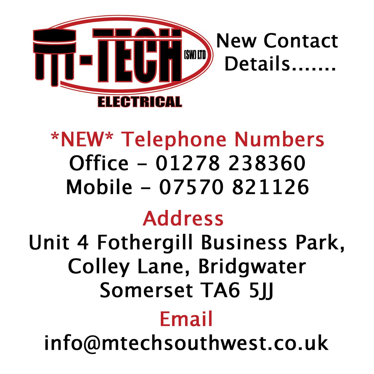 MtechElec's tweet image. New contact details for M-Tech.....