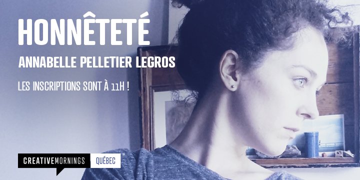 La conférence d'𝗔𝗻𝗻𝗮𝗯𝗲𝗹𝗹𝗲 𝗣𝗲𝗹𝗹𝗲𝘁𝗶𝗲𝗿 𝗟𝗲𝗴𝗿𝗼𝘀 sur l'#honnêteté est ce vendredi (26 octobre)! Les inscriptions commenceront dès 𝟭𝟭𝗵 aujourd'hui ⌚️ : bit.ly/2PJ7aqZ 
#CMhonesty #CMQC