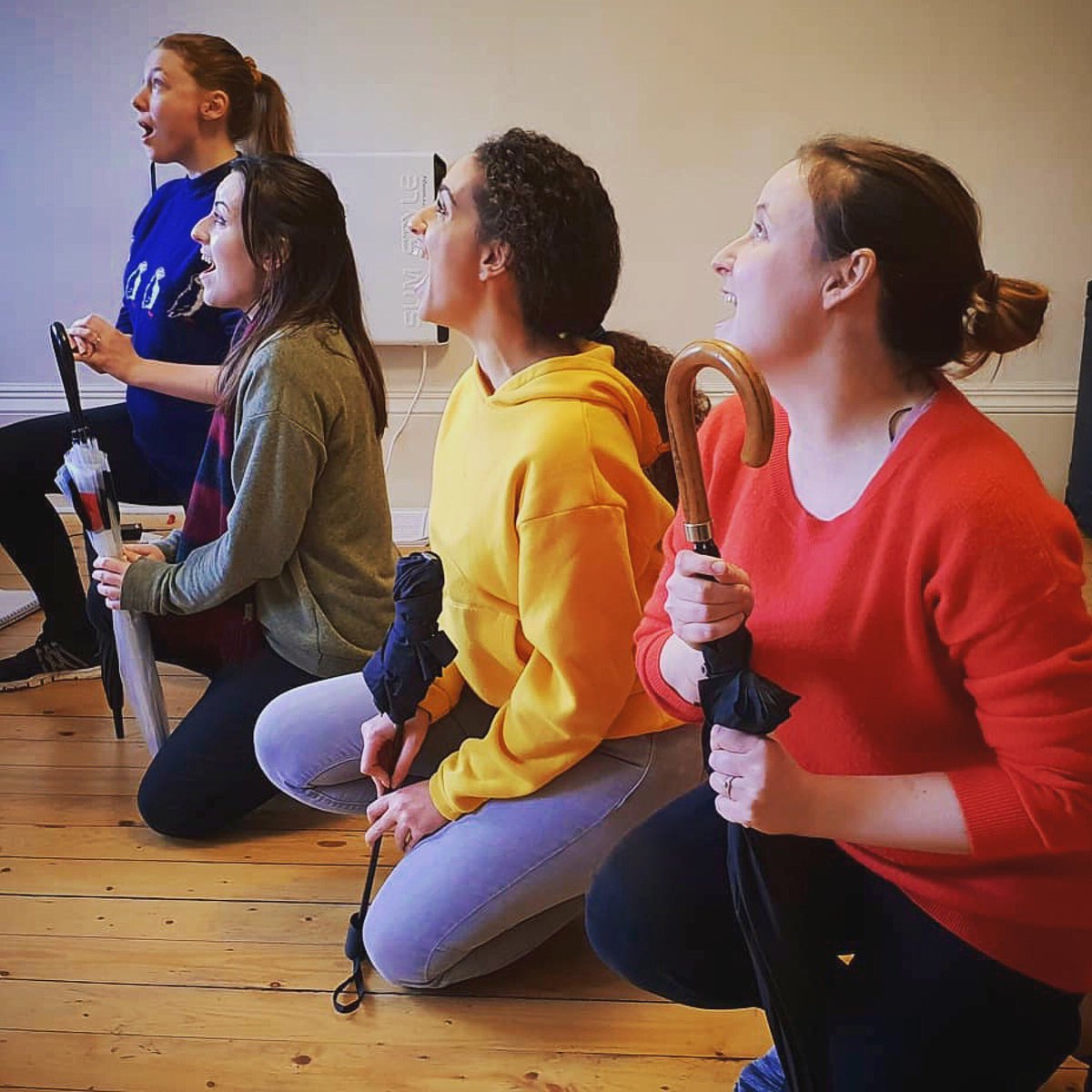 arabforprincess's tweet photo. The four March sisters coordinating in unplanned primary colours ☺️ Little Women Musical by @MadPropsTweets Wednesday 28th Nov - Saturday 1st Dec 7:30 pm nightly (with sat mat 2:30 pm) at Argyll Street Arches, Glasgow - £13.50 per ticket, DM me if you’re keen! x @WhatsOnGlasgow https://t.co/fvV7m4pRog