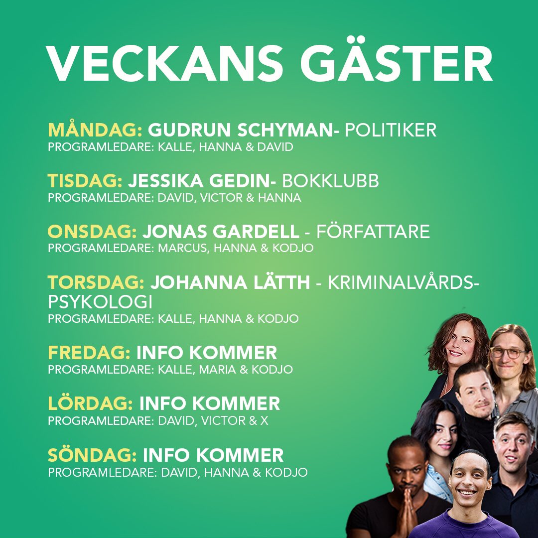 ✨Veckans gäster v43!✨
Som vanligt kan ni alltid lyssna på våra gästintervjuer igen i vår gästpodd, Morgonpasset i P3 - Gästen sverigesradio.se/morgonpassetip…