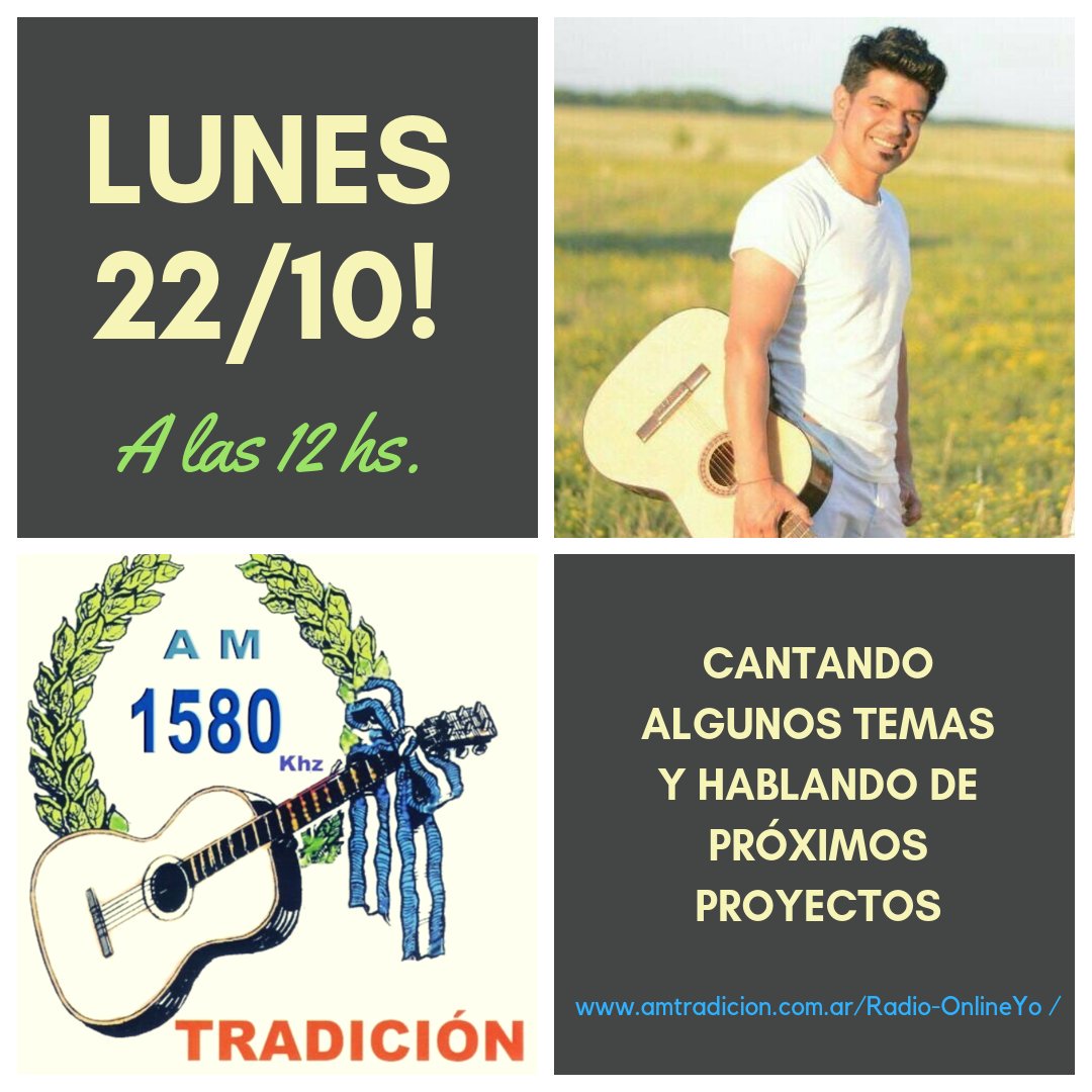 En unas horas...en AM 1580 Radio Tradición de San Martín!
Pueden escuchar el programa aquí: ► amtradicion.com.ar/Radio-Online/

#radio #radioam #am1580 #programaenvivo #tradicion #amtradicion #amarlamusica #hacertefeliz #lasllavesenmismanos #musica #cantar #musicislife