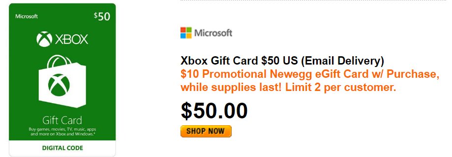 $50 Xbox Gift Card [Digital Code]