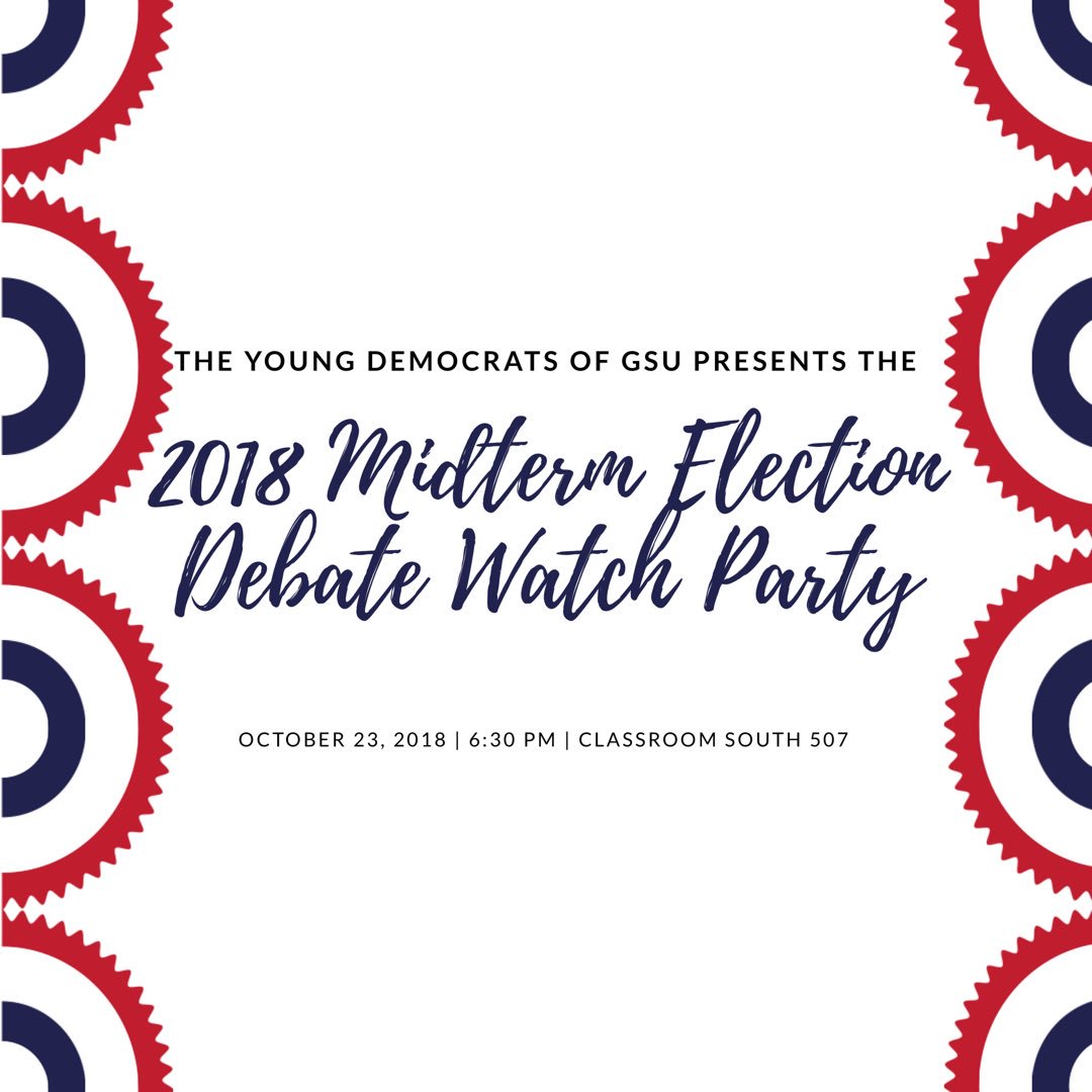 YoungDems_GSU's tweet image. Tomorrow! Join the Young Democrats of GSU while we watch @staceyabrams tell us why she deserves to be Georgia’s next governor!