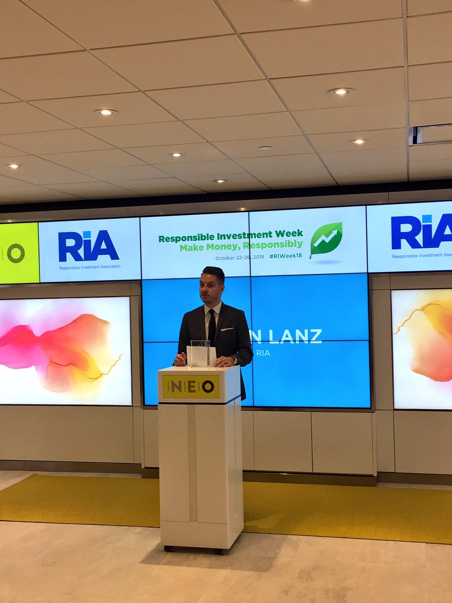 CboeCanada's tweet photo. .@dustynlanz, @RIACanada CEO, highlights the 12 events that are part of Canada's 5th annual #RIweek, beginning with opening NEO - the only Canadian exchange to partner with the Responsible Investment Association. https://t.co/MvnRtUtl3Z