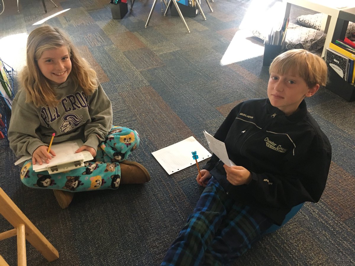 MrsMartinelli6's tweet photo. Cozy PJs make a Monday morning spelling test not so bad! #HappyHillendale #HESSpiritWeek ๐พ https://t.co/NKwlyX7KY6