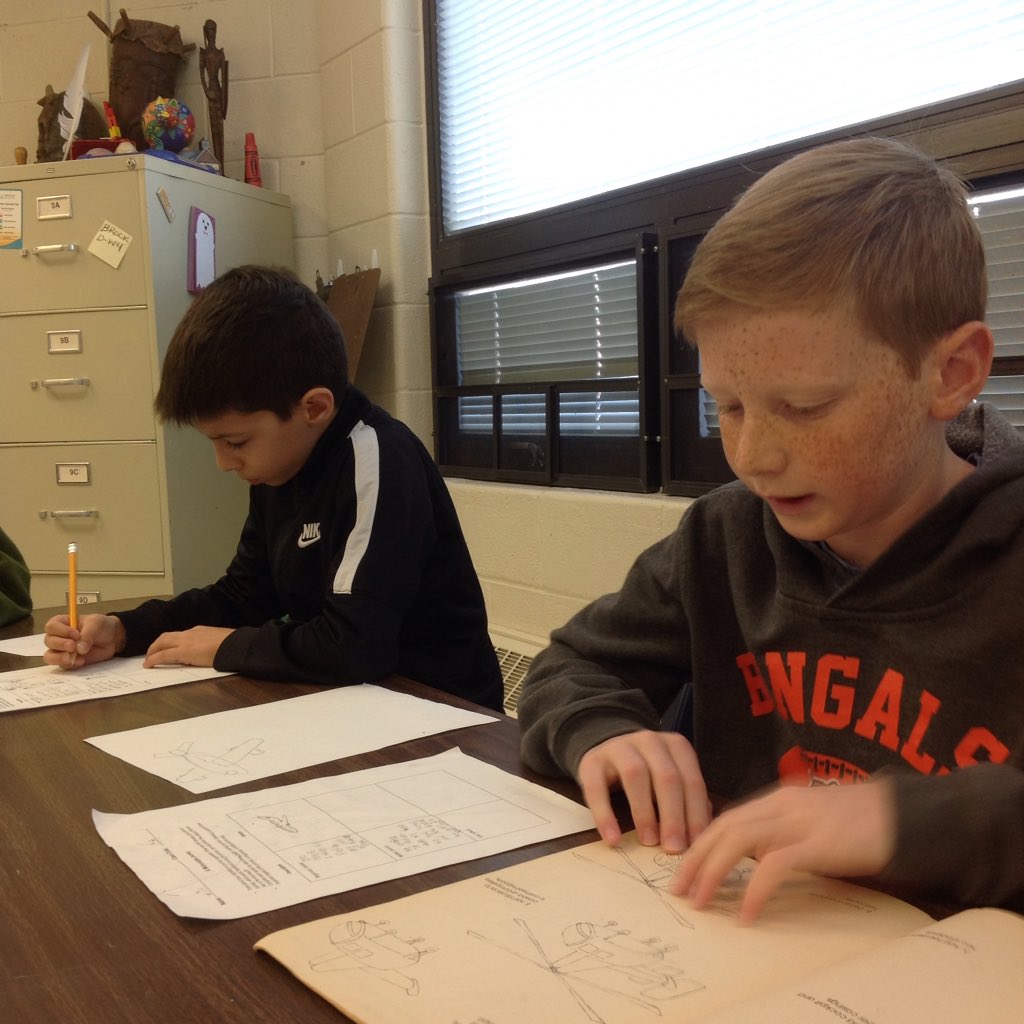 CubRunArt's tweet photo. Fifth graders are telling the story of one of their journeys using a triptych, or three panel picture. https://t.co/xp7eSiN19P