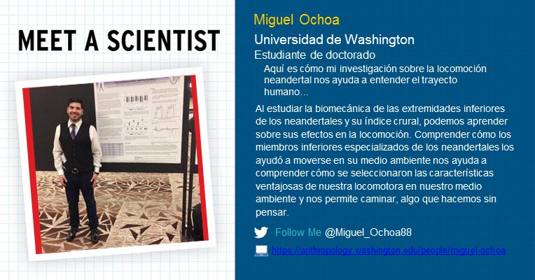 Es lunes de #MeetaScientist. Conozca <a href="/Miguel_Ochoa88/">Miguel Ochoa, PhD</a>, estudiante doctorado, especialista de los neandertales, comunicador científico y narrador para nuestra experiencia de #DinalediVR. #Imwithnaledi #UW