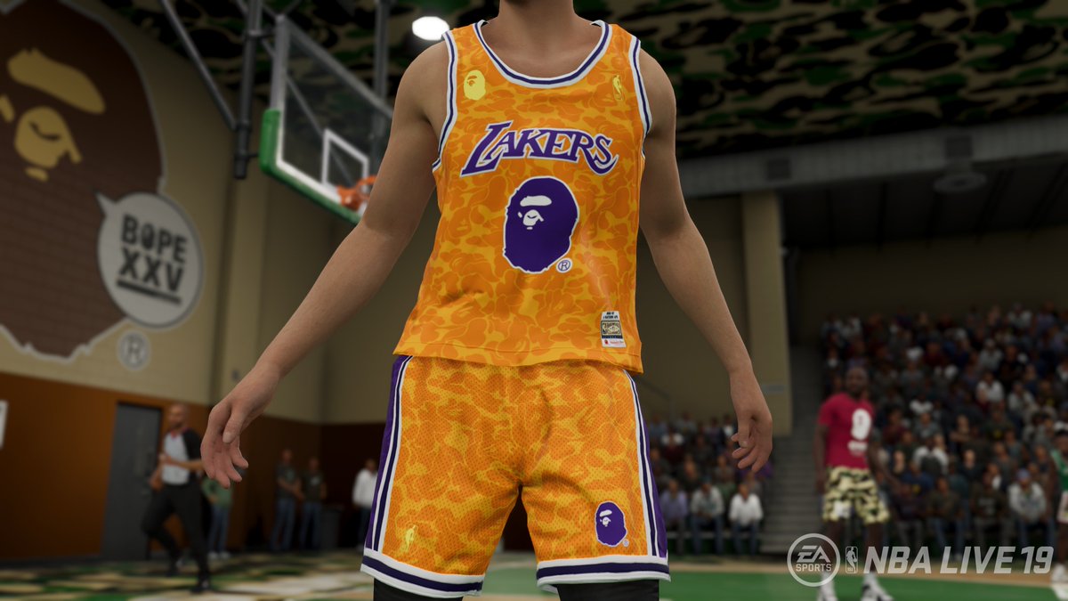 bape laker shorts