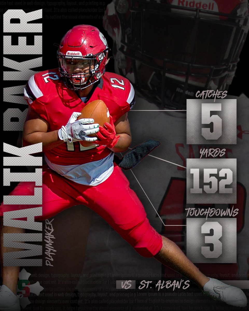 CoachWalrich's tweet photo. BIG GAME! Malik Baker had a HUGE game Saturday! 5 catches for 152 yards and 3 TD's on the day as he helped the Saints defeat St. Alban's. #onesaint #football #smsports #statleader @jukedesign @SkullSparks @JasonRMatheson https://t.co/HvIX2WHw2p