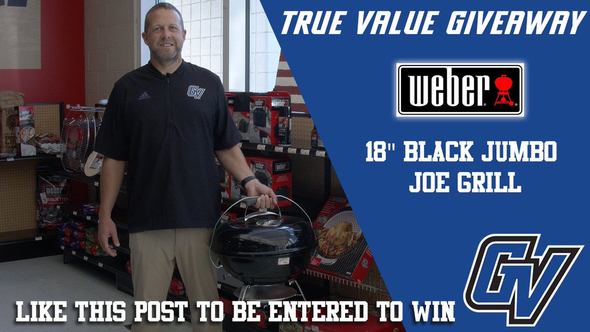 gvsufootball's tweet photo. You win with Coach Mitchell! Just retweet/like this post and you'll be entered to win an 18" Black Jumbo Joe Grill. Courtesy of @ATrueValue. https://t.co/8FCexSB1sB