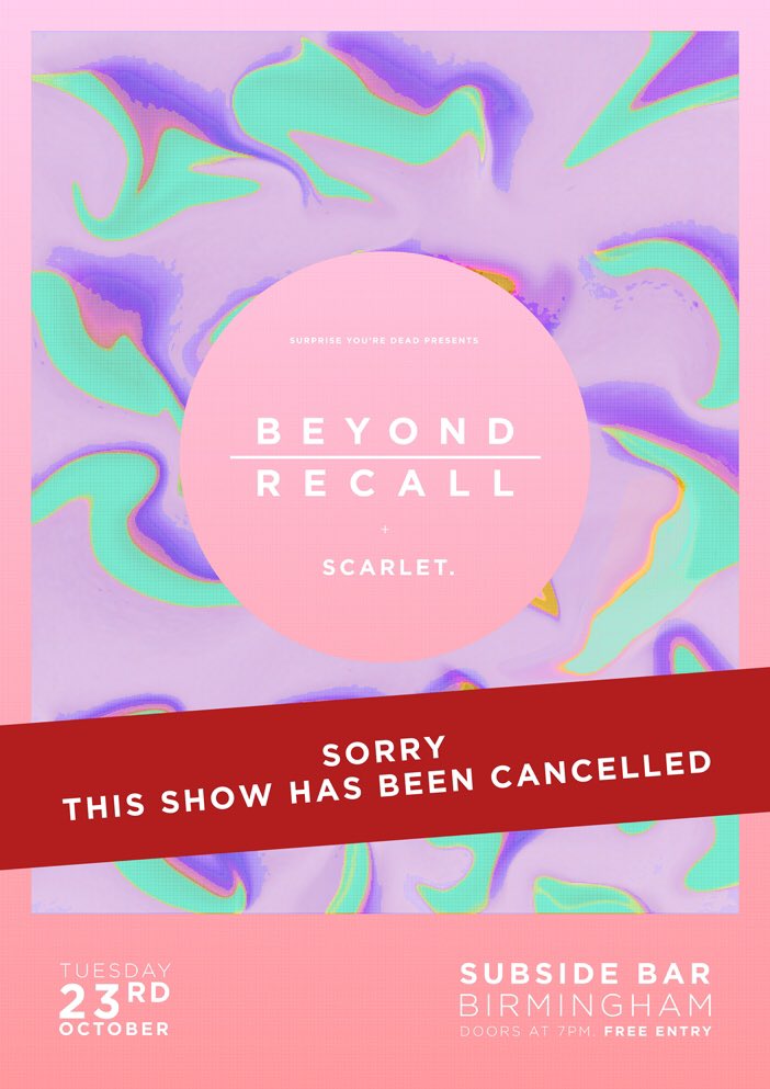 Due to an unfortunate situation both ourselves + the venue have decided to cancel tomorrow night’s show.

We understand that these things can happen, but we are truly sorry for any issues caused.

Thank you to everyone as always for all your support, we deeply apologise.
