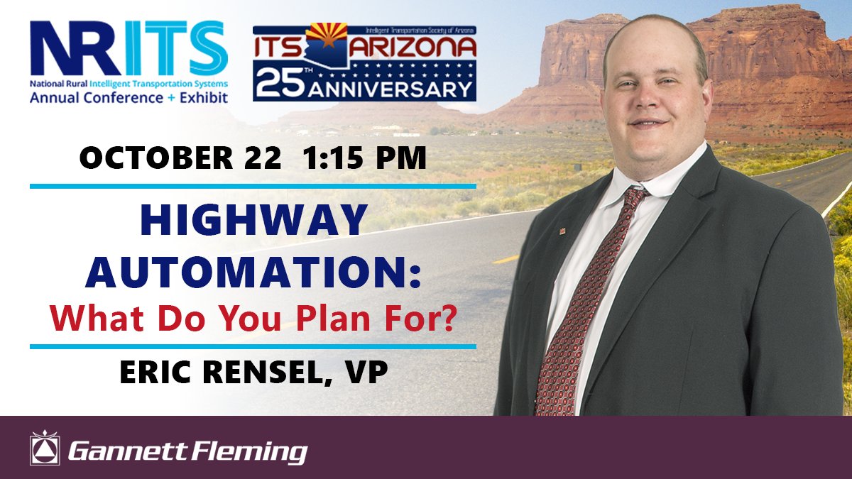 Gannett Fleming (@gannettfleming) on Twitter photo Attending the <a href="/NRITSInfo/">NRITS Annual Conference + Exhibit</a> w/ <a href="/ITSArizona/">ITS Arizona</a>? Make sure to catch today's session at 1:15 pm MST, facilitated by #GannettFleming VP <a href="/erensel/">Eric Rensel</a>! Learn more about our #highway solutions. ow.ly/a1f230miCtX #ITSArizona #ThisisITS #NRITS #intelligenttransportation #JoinOurJourney Attending the <a href="/NRITSInfo/">NRITS Annual Conference + Exhibit</a> w/ <a href="/ITSArizona/">ITS Arizona</a>? Make sure to catch today's session at 1:15 pm MST, facilitated by #GannettFleming VP <a href="/erensel/">Eric Rensel</a>! Learn more about our #highway solutions. ow.ly/a1f230miCtX #ITSArizona #ThisisITS #NRITS #intelligenttransportation #JoinOurJourney