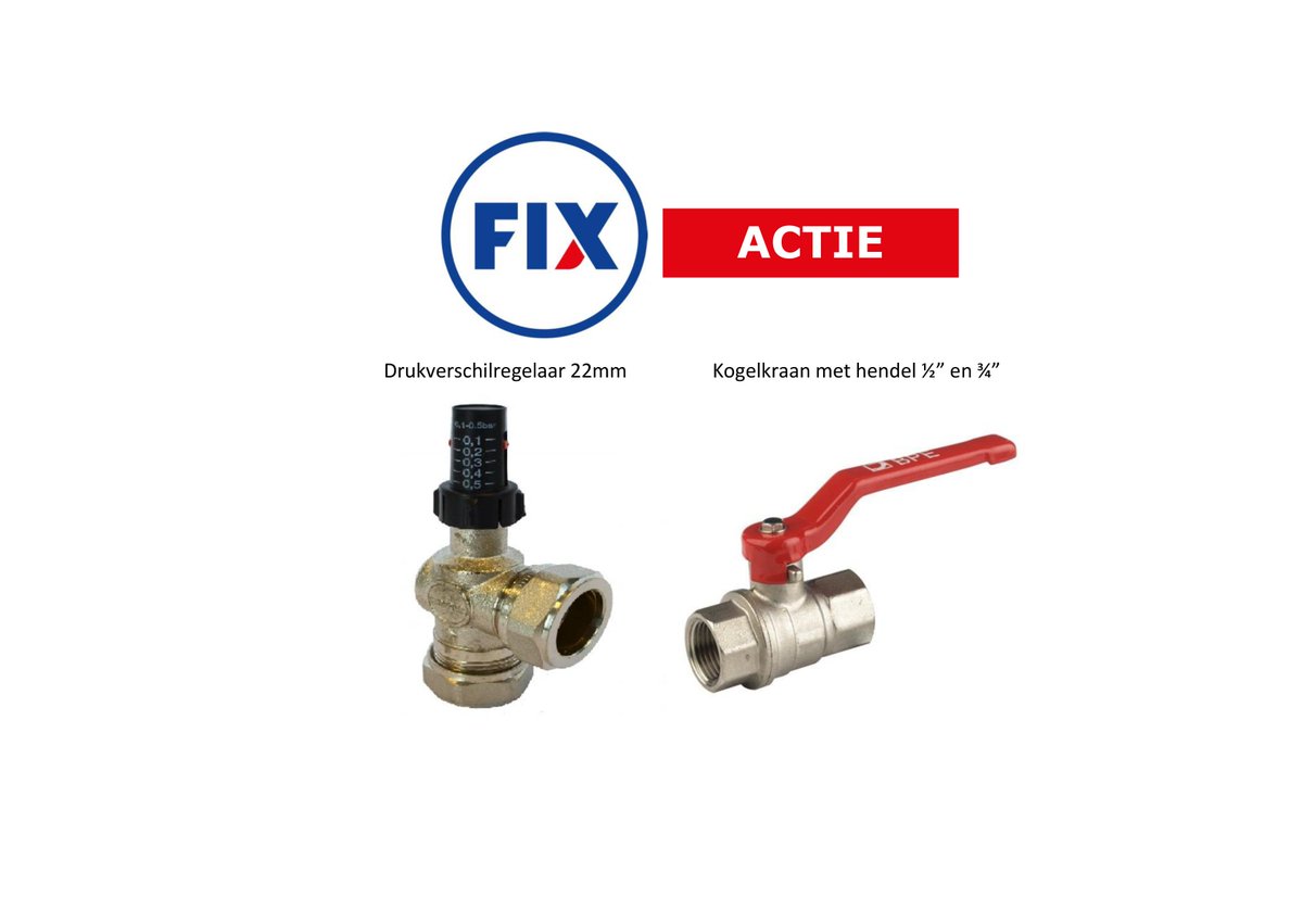 Mailactie week 43: Fix drukverschilregelaar en Fix kogelkraan met hendel deze week in de aanbieding. Ga snel naar webshop.salo.nl/mailactie