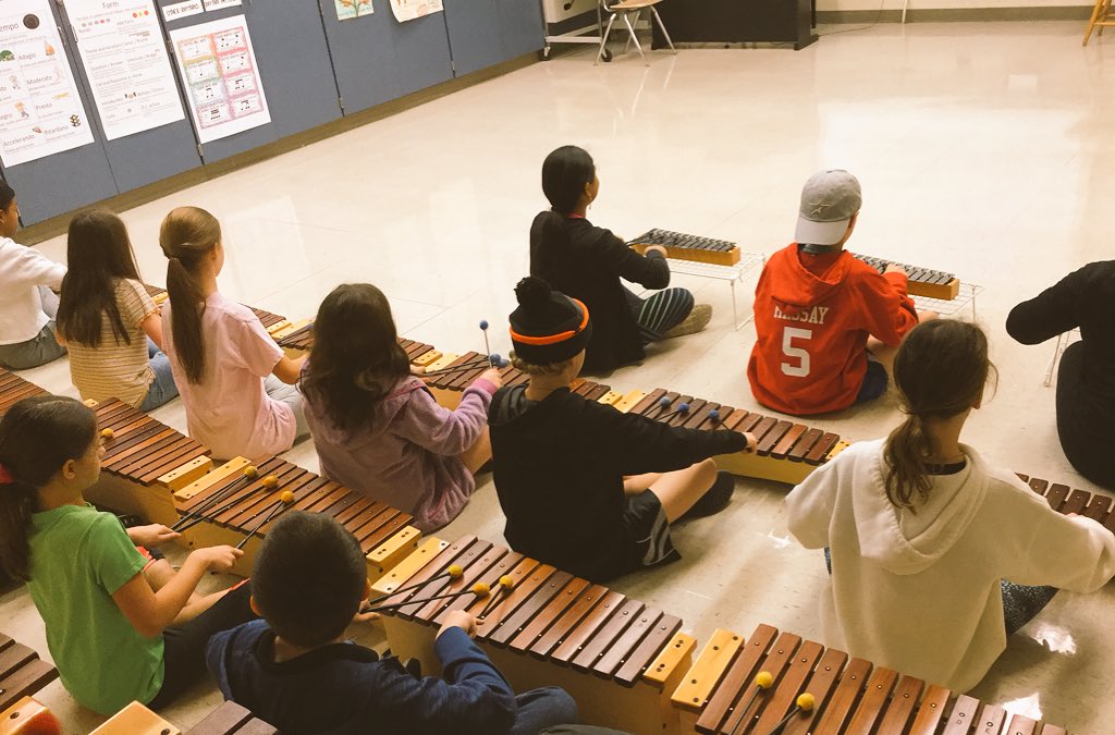 Woodridge 5th grade music students are accompanying a spooky song using THREE mallets! <a href="/WoodridgeElem/">Woodridge</a> <a href="/AHISD/">Alamo Heights ISD</a>